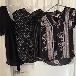 4 short sleeve Black Blouses